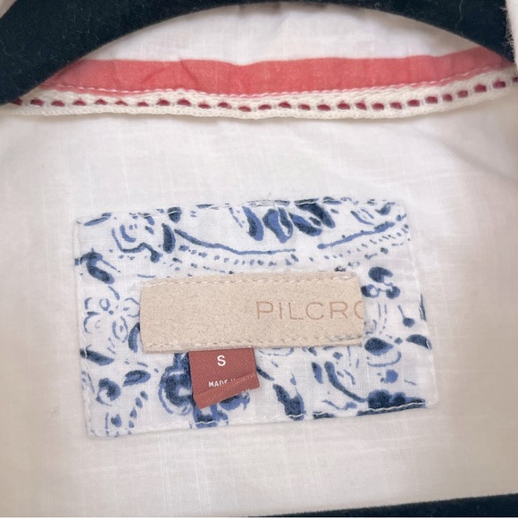 Anthropologie White Red 3/4 Sleeve Button Down Shirt - Picture 5 of 5